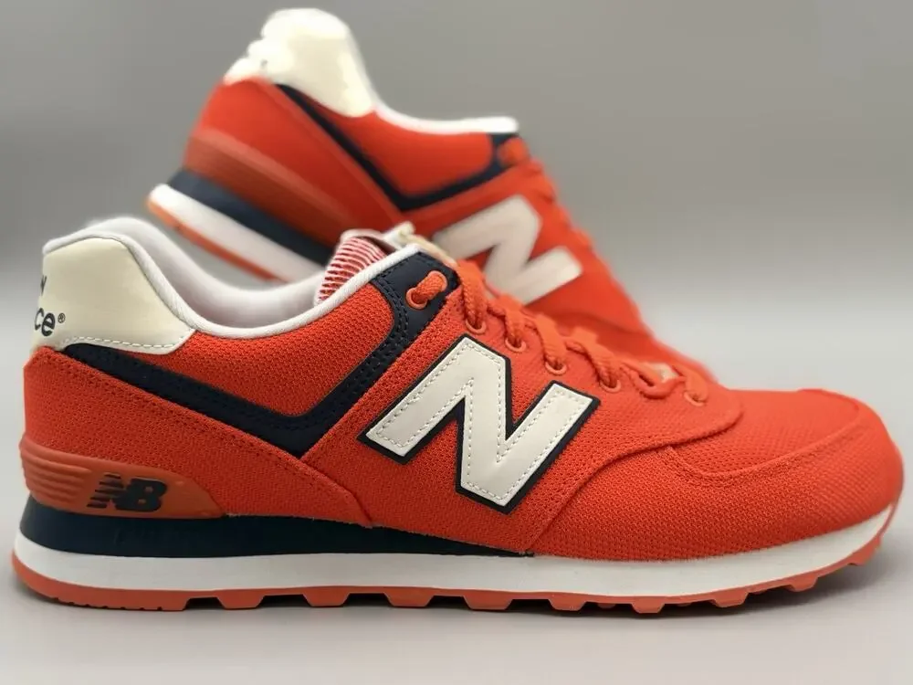 New Balance 574 Shoes Mens Orange White Low Top Running Sneakers Lifestyle 9.5